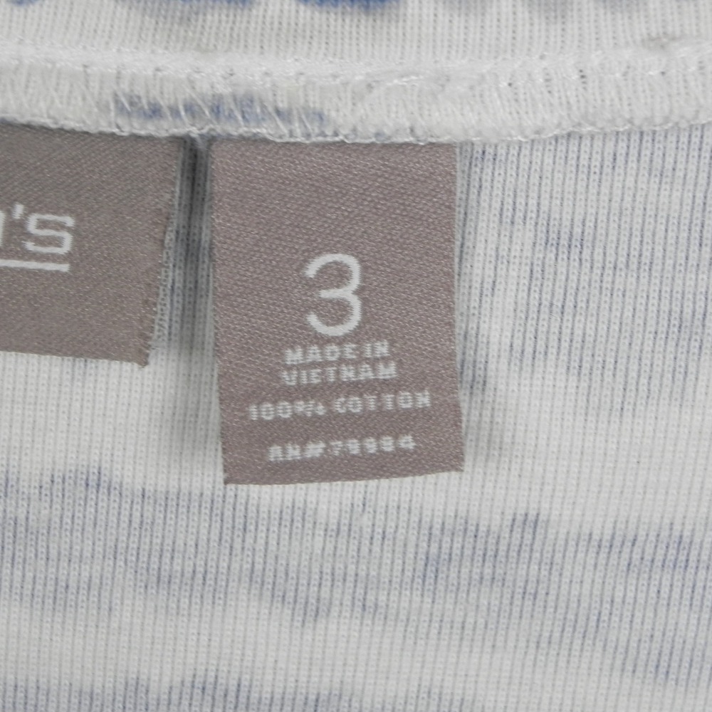 Chico's Shirt Top Womens 3 Casual Scoop Neck Tee Blue Patterned Short Sleeve - Picture 4 of 8
